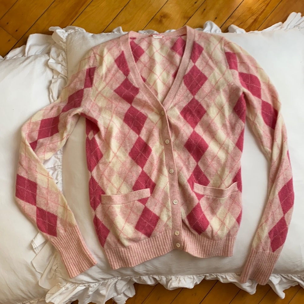 JCrew pink cardigan